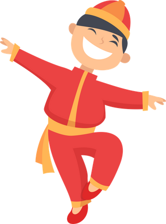 Chinese boy dancing Illustration