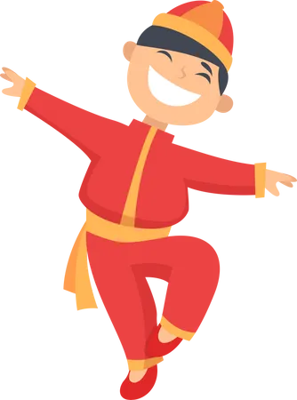 Chinese boy dancing  Illustration