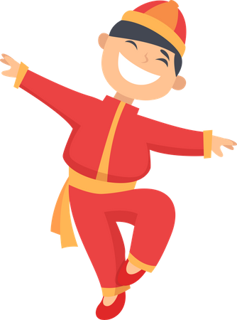 Chinese boy dancing  Illustration