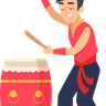 illustrations of chinese boy playing drum