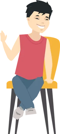 Chinese boy sitting on chair  Illustration