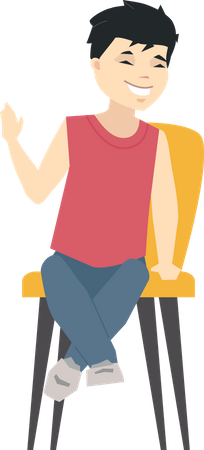 Chinese boy sitting on chair  Illustration