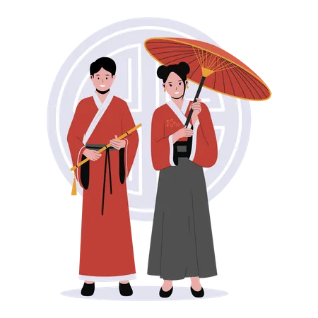Chinese Couple  Illustration