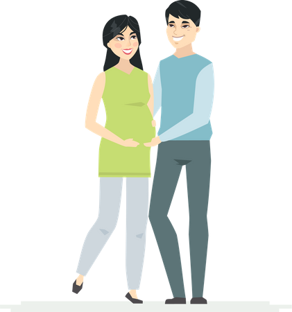 Chinese couple expecting a baby Illustration
