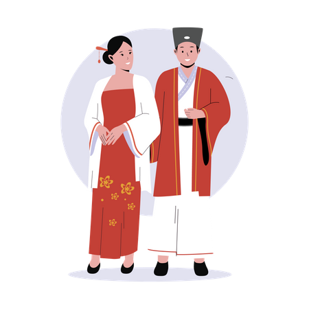 Chinese Couple  Illustration