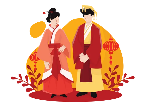 Chinese couple  Illustration