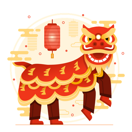 Chinese Dragon Dance Illustration