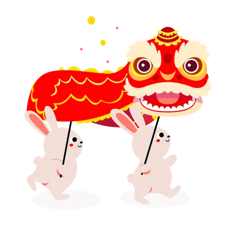 Chinese dragon dance  Illustration