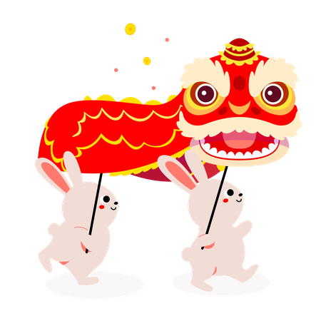 Chinese dragon dance  Illustration