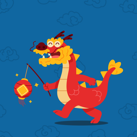 Chinese Dragon holding lantern  Illustration