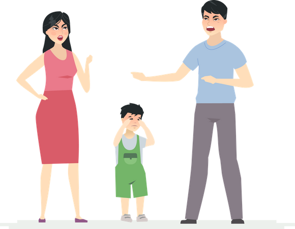 Chinese family arguing  Illustration