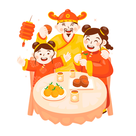 Chinese family reunion on New year  Illustration