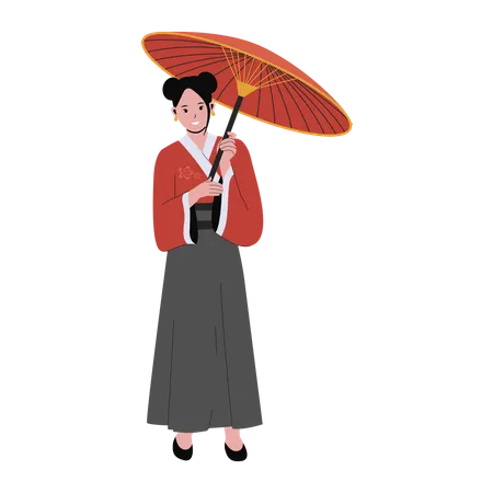 Chinese Woman In Traditional Clothes Vector Illustration Women Chinese People Wearing Kimonos Flat Vector Illustration Isolated On White Background Illustration