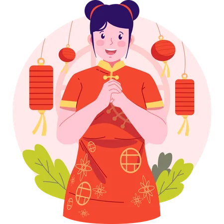 Greeting Happy Chinese New Year Illustration Illustration