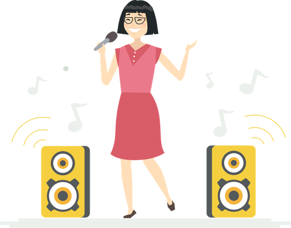 Chinese girl singing  Illustration