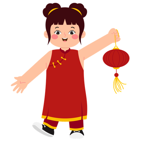 Chinese Girl With Lantern  Illustration