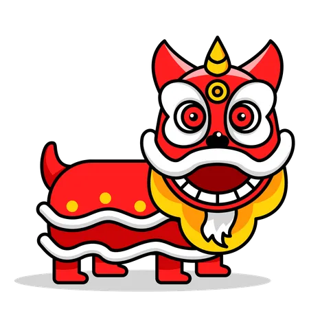 Chinese lion dance  Illustration