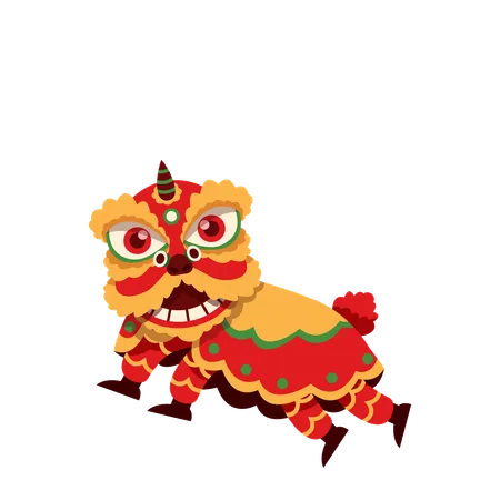 Traditional Chinese Lion Dance Performance Illustration Suitable For Chinese New Year Theme Illustration