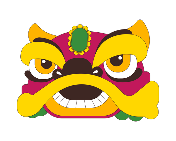 Chinese lion head  Illustration