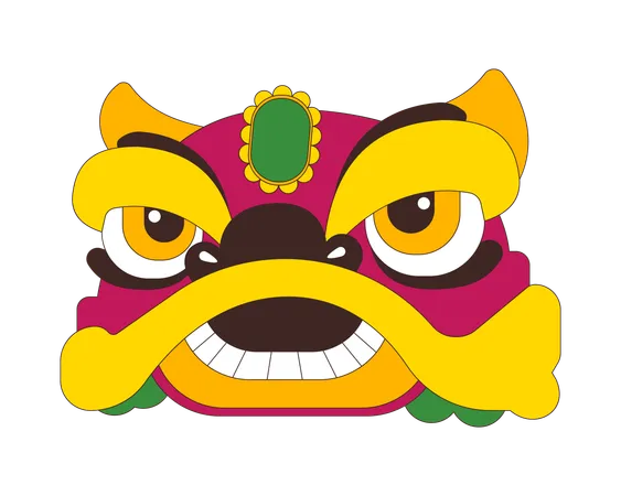 Chinese lion head  Illustration