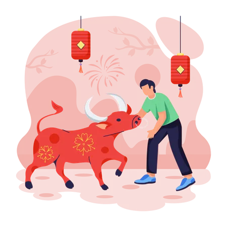 Heres A Flat Illustration Of A Chinese Ox Illustration