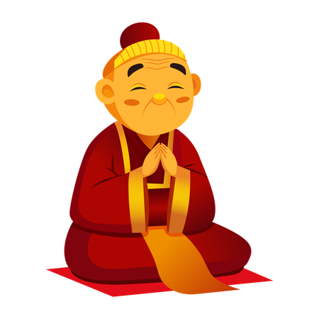 Chinesischer Mann beim Beten  Illustration