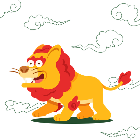 Chinese mythology lion  イラスト