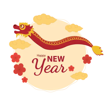 Chinese new year and dragon flower  Illustration