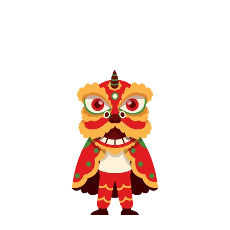 Traditional Chinese Lion Dance Performance Illustration Suitable For Chinese New Year Theme Illustration