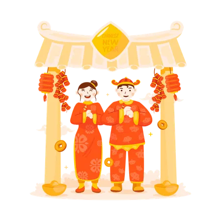 Chinese New Year greetings  Illustration