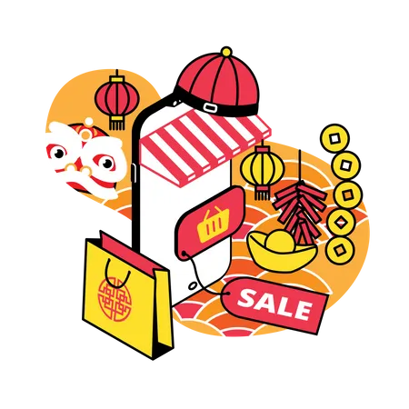 Chinese New Year Sale Deals Illustration