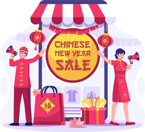 Chinese new year sale Illustration