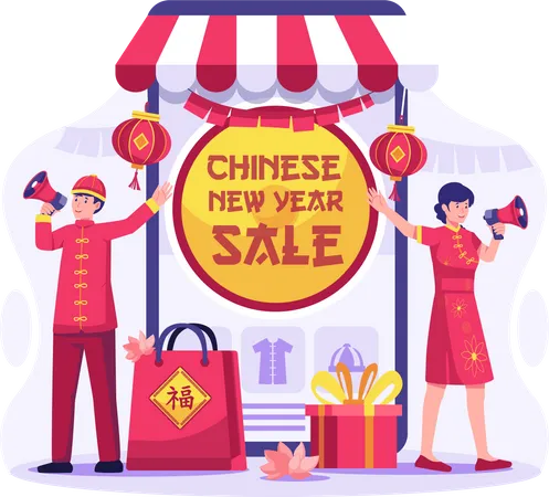 Chinese new year sale  Illustration