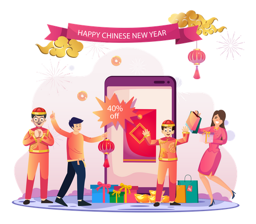Chinese New Year Shopping  Illustration