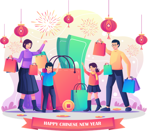 Chinese new year shopping Illustration