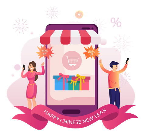 Chinese New Year Shopping  Illustration