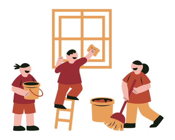 Chinese New Year Spring Cleaning  Illustration