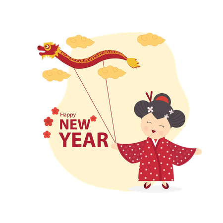 Chinese new year with dragon  Illustration