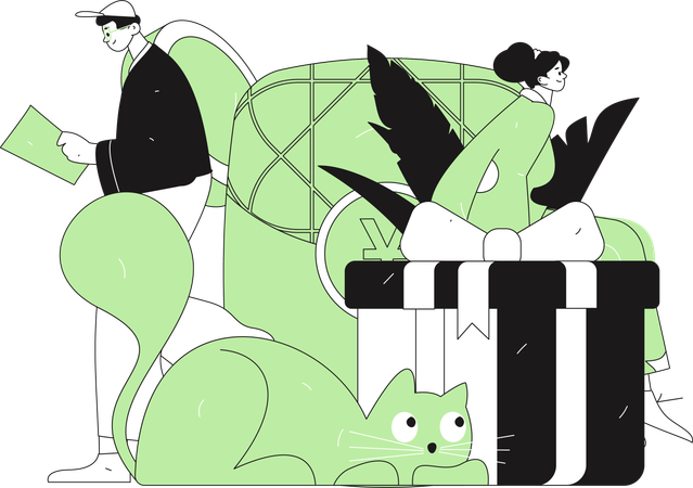 Chinese people receiving new year envelope  Illustration