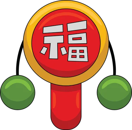 Chinese traditional child lucky rattle drum  Illustration