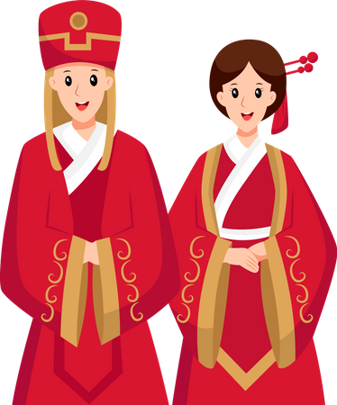 Chinese Wedding Couple  Illustration