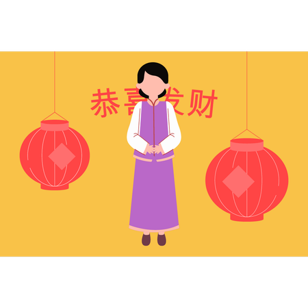 Chinesische Frau stehend  Illustration