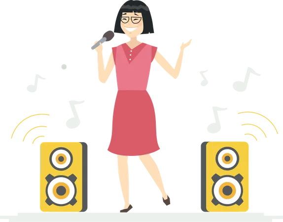 Chinesisches Mädchen singt  Illustration