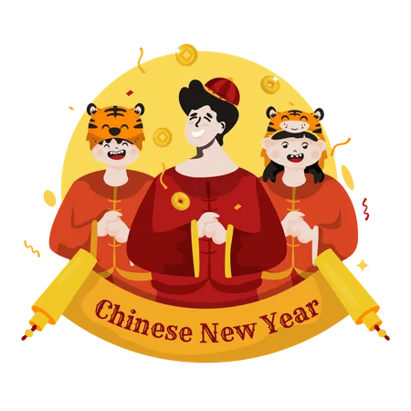 Familiengrüße zum chinesischen Neujahr 2022  Illustration