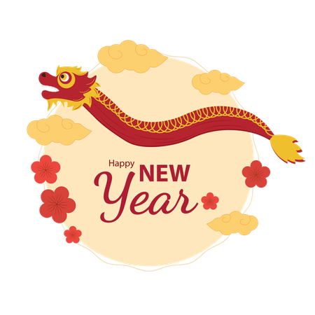 Chinesisches Neujahr und Drachenblume  Illustration