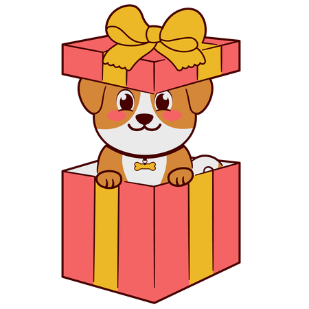 Chiot dans une boîte cadeau  Illustration