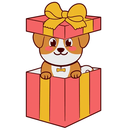 Chiot dans une boîte cadeau  Illustration