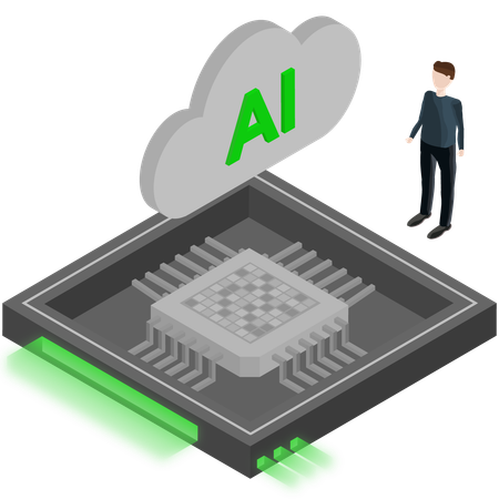 Chip acelerador de inteligencia artificial  Ilustración