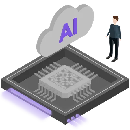 Chip acionado por ia  Ilustração