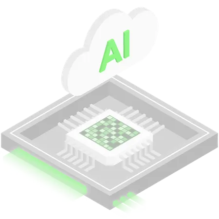 Chip de processador de nuvem ai  Ilustração